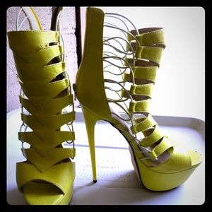 Super high heels neon